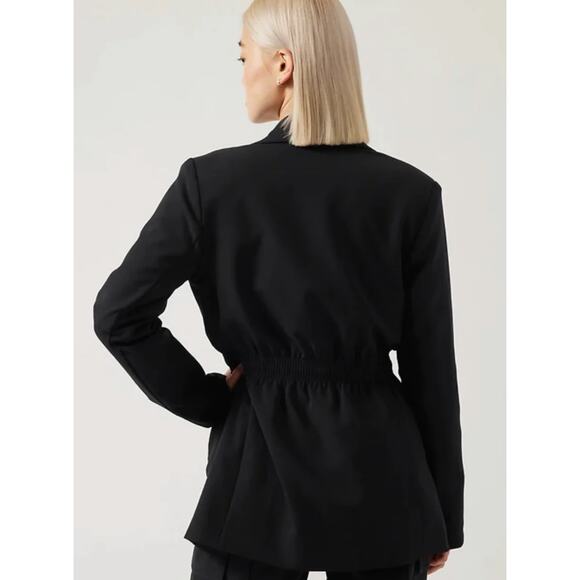 Athleta Endless Blazer Primatwill Jacket Black Size 14 Tie Waist - Picture 5 of 10